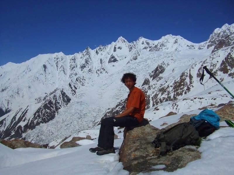 Karim Shah Nizari on a high mountains in his youth.