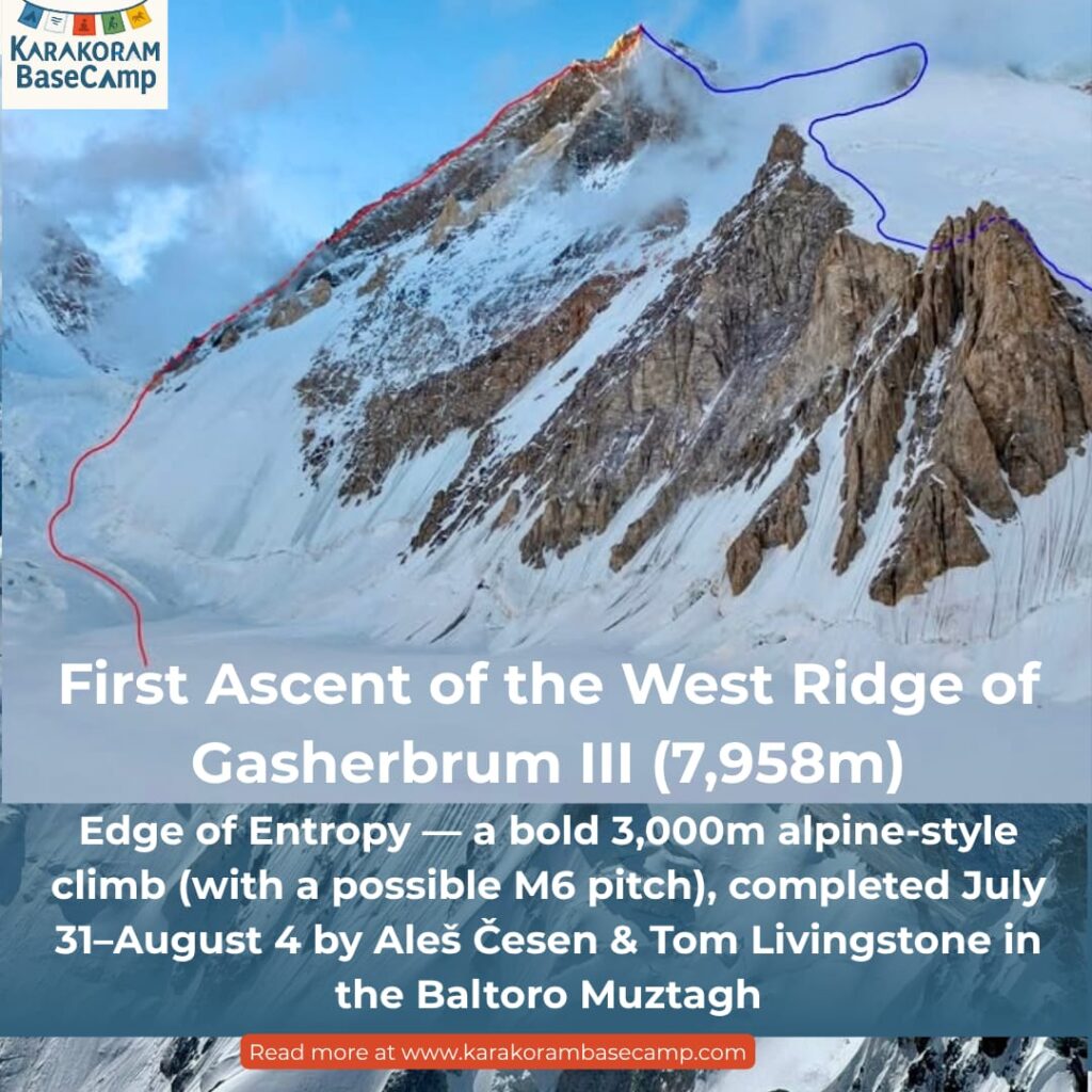 First accent of the west ridge of Gasherbrum III